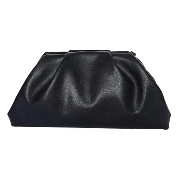 Huralona Dressy Pleated Evening Clutch Chic Soft Vegan Leather Purse Bag Pleated PU Ruched Handbag A...