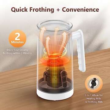 Milk Frother,4-in-1 Electric Frother for Coffee,Spacekey 10.1oz Milk Frother and Steamer,Milk Warmer Heats up to 167℉,Automatic Hot & Cold milk foamer with Buzzer for Latte,Cappuccino,Chocolate Milk