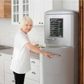 Magnetic Dry Erase Menu Board for Fridge Includes 4 Liquid Chalk Markers - Weekly Meal Planner Blackboard, Grocery List and Notepad for Kitchen Refrigerator - Chalkboard Magnet