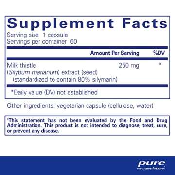Pure Encapsulations Silymarin - 250 mg Milk Thistle Per Capsule - Liver Health Support - Antioxidant...