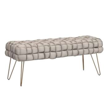 Ornavo Home Mirage Modern Velvet Ottoman with Gold Legs