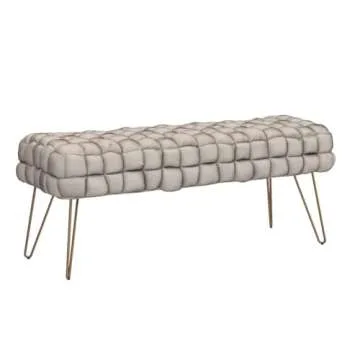 Ornavo Home Mirage Modern Velvet Ottoman with Gold Legs