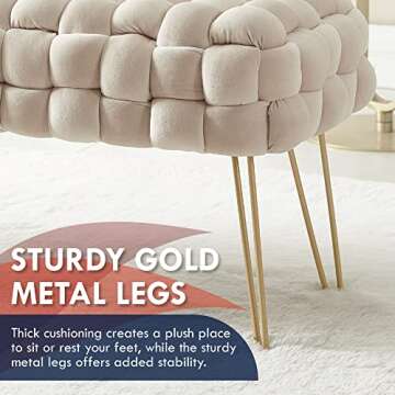 Ornavo Home Mirage Modern Velvet Ottoman with Gold Legs