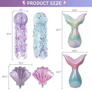 Mermaid Birthday Party Decorations Supplies Banner Tassel Garland Bubble Garland Hanging Jelly Fish Paper Lanterns Balloons Cake Topper Mermaid Happy Birthday Decorations for Kids Girls Women