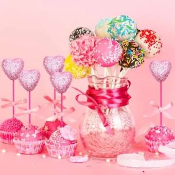Yuxung 36 Pcs Valentine Glitter Foam Hearts Picks Foam Hearts Stems Wooden Glitter Puffy Picks for Valentine Decorations and Flower Arrangements(Pink)