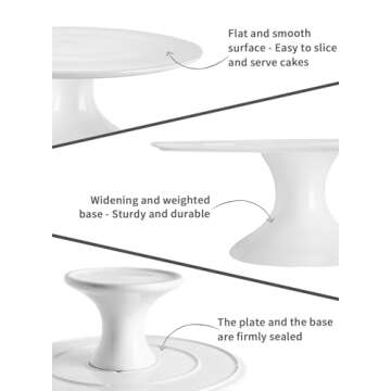 Kanwone 12-Inch Porcelain Round Cake Stand, Cake Plate, Dessert Stand, Cake Stand for Party, Home Decorating Stand, White