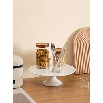 Kanwone 12-Inch Porcelain Round Cake Stand, Cake Plate, Dessert Stand, Cake Stand for Party, Home Decorating Stand, White