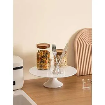 Kanwone 12-Inch Porcelain Round Cake Stand, Cake Plate, Dessert Stand, Cake Stand for Party, Home Decorating Stand, White