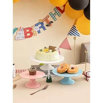 Kanwone 12-Inch Porcelain Round Cake Stand, Cake Plate, Dessert Stand, Cake Stand for Party, Home Decorating Stand, White