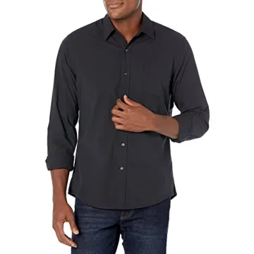Amazon Essentials Men's Slim-Fit Long-Sleeve Poplin Shirt for Effortless Style