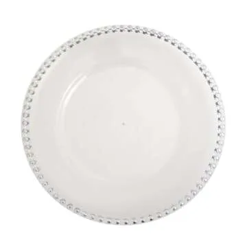Efavormart 6 Pack 12" Silver Clear Acrylic Round Charger Plates With Beaded Rim Dinner Charger Plates