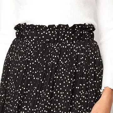 Exlura Polka Dot High Waist Midi Skirt with Pockets