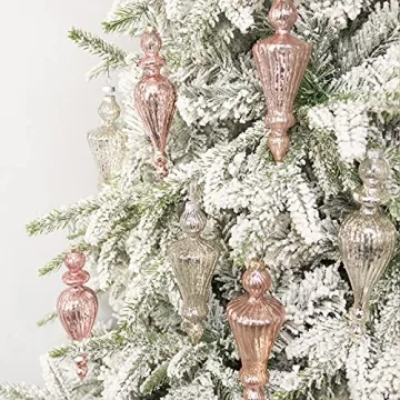 Beautiful Mercury Glass Finial Ornaments Set for Holiday Decor