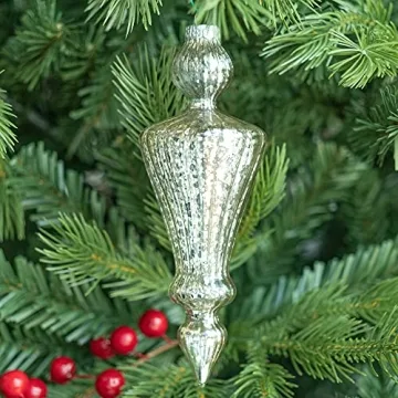 Beautiful Mercury Glass Finial Ornaments Set for Holiday Decor