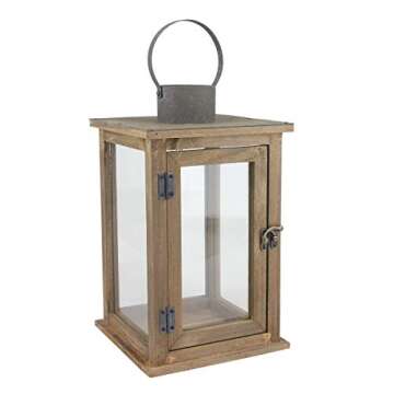 Stonebriar SB-5174B Rustic 12.5" Wooden Candle Lantern, Large, Brown