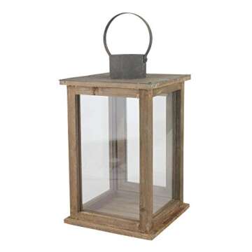 Stonebriar SB-5174B Rustic 12.5" Wooden Candle Lantern, Large, Brown