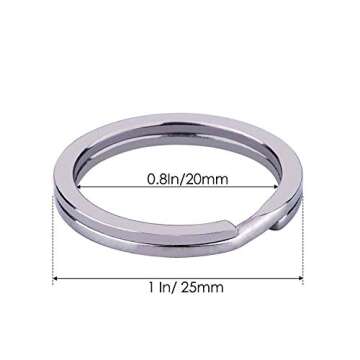 HeeYaa 10 Pieces of 1-inch Flat Key Rings - Metal Keychain Rings, Split Keyrings, Flat O-Ring for Ho...