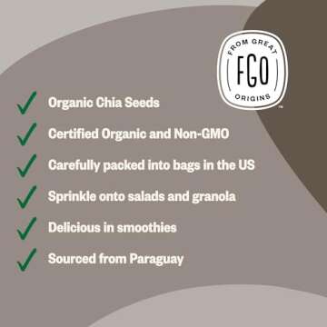FGO Organic Chia Seeds - Versatile, Nutrient-Rich Superfood