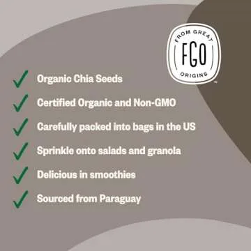 FGO Organic Chia Seeds - Versatile, Nutrient-Rich Superfood