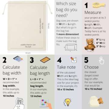 DR 100 Percent Cotton Muslin Drawstring Bags 12-Pack For Storage Pantry Gifts - Unbleached (8 x 10 i...