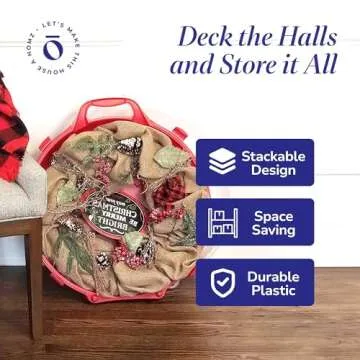 HOMZ 3 Pack Wreath Holder for Christmas and Holiday Decor