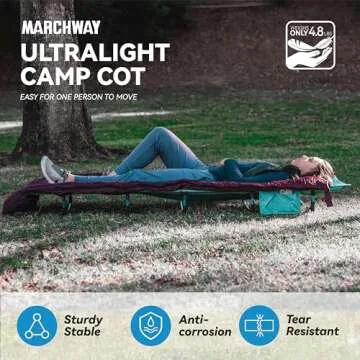 MARCHWAY Ultralight Folding Tent Camping Cot Bed, Portable Compact for Outdoor Travel, Base Camp, Hi...