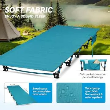 MARCHWAY Ultralight Folding Tent Camping Cot Bed, Portable Compact for Outdoor Travel, Base Camp, Hiking, Mountaineering, Lightweight Backpacking (Blue)