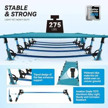 MARCHWAY Ultralight Folding Tent Camping Cot Bed, Portable Compact for Outdoor Travel, Base Camp, Hiking, Mountaineering, Lightweight Backpacking (Blue)