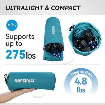 MARCHWAY Ultralight Folding Tent Camping Cot Bed, Portable Compact for Outdoor Travel, Base Camp, Hiking, Mountaineering, Lightweight Backpacking (Blue)
