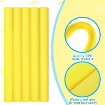Hanaive 6 Pack Pool Foam Noodles Swim Hollow Bright Pool Noodles Bulk Floats Heavy Duty for Swimming Decoration Craft Projects(Yellow)