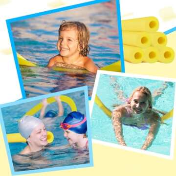 Hanaive 6 Pack Pool Foam Noodles Swim Hollow Bright Pool Noodles Bulk Floats Heavy Duty for Swimming Decoration Craft Projects(Yellow)