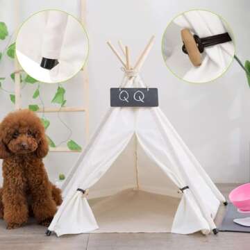 Pet Teepee Dog Tent & Cat Tipi Bed Portable for Small Pets