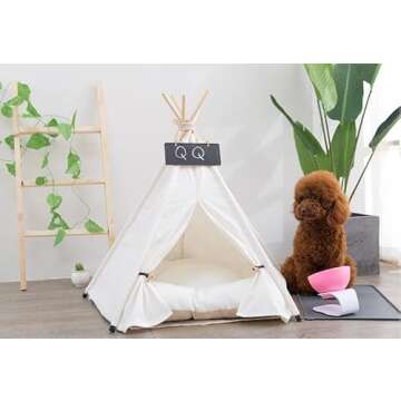Pet Teepee Dog Tent & Cat Tipi Bed Portable for Small Pets
