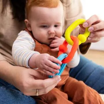 Fat Brain Toys Plip Grips, Popping Textured Sensory Toy, Travel Sized Toys for Babies 6 Months+