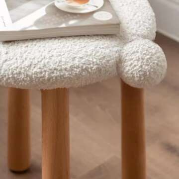 ESRADA Makeup Chairs for Bedroom, Vanity Square Stool, Sweet Makeup Chair,Vanity Chairs for Makeup Modern, Bar Stool, for Living Room, Dressing Room B- no Tail