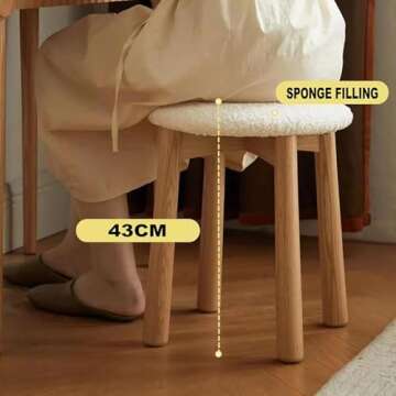 ESRADA Makeup Chairs for Bedroom, Vanity Square Stool, Sweet Makeup Chair,Vanity Chairs for Makeup Modern, Bar Stool, for Living Room, Dressing Room B- no Tail