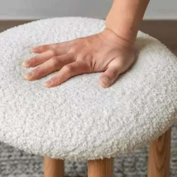 ESRADA Makeup Chairs for Bedroom, Vanity Square Stool, Sweet Makeup Chair,Vanity Chairs for Makeup Modern, Bar Stool, for Living Room, Dressing Room B- no Tail