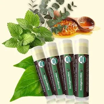 Earth's Daughter Organic Lip Balm 4-Pack Eucalyptus Mint Flavor
