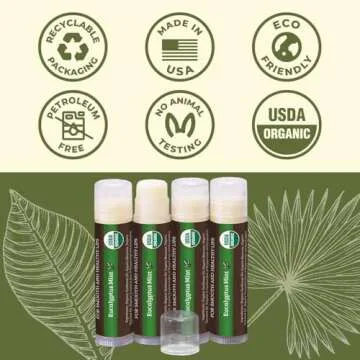 Earth's Daughter Organic Lip Balm 4-Pack Eucalyptus Mint Flavor