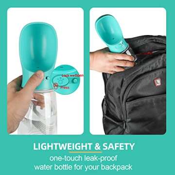 Yicostar Dog Water Bottle Portable, Leak Proof & Lightweigh Water Bottles for Dogs, Dog Travel Water Bottle with Dog Bowl, Dog Travel Accessories & Dog Walking Accessories,(19oz, Blue)