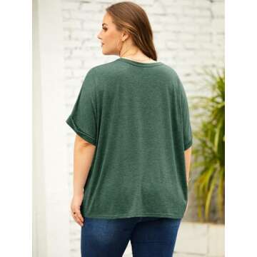 Langwyqu Womens Tops Oversized Tshirts Summer Short Sleeve T Shirts Business Casual Loose Fit Basic Tees Spring Fall Fashion Trendy Clothes 2025 Dark Green
