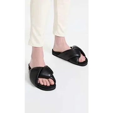 Comfortable R0AM Women’s Foldy Puffy Slides in Black