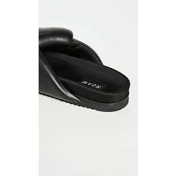 Comfortable R0AM Women’s Foldy Puffy Slides in Black