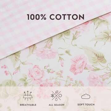 Laura Ashley - Queen Comforter Set, Luxuriously Soft Bedding with Matching Shams, Floral Home Decor (Morning Gloria Pink, Queen)