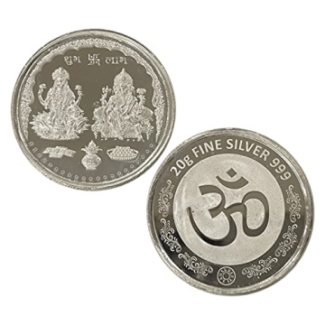 2020 IN 999 Pure Silver Ganesha Lakshmi Twenty Gram Coin