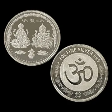 2020 IN 999 Pure Silver Ganesha Lakshmi Twenty Gram Coin