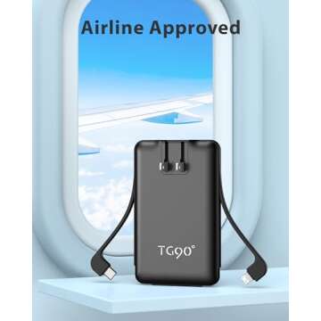 TG90° Power Bank Portable Phone Charger, 5000mAh Small Battery Pack with Built-in Foldable AC Wall Plug and Cables, Ultra Mini Battery Charger Compatible with iPhone16/15 Series and Android Devices