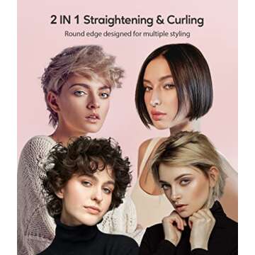 Terviiix Small Flat Irons for Short Hair, Pencil Hair Straightener for Edges, Straightening Iron for Pixie Cut & Touch Ups, Ceramic Curling Iron in One, Dual Voltage, 1/2"