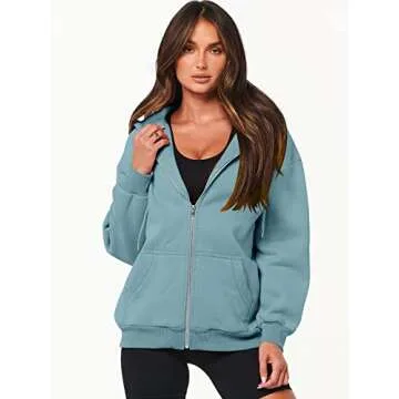 ANRABESS Womens Zip Up Hoodies Long Sleeve Oversized Sweatshirts Fleece Y2K Jacket Pockets 2024 Fall...