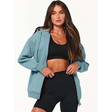 Stylish ANRABESS Women's Zip Up Oversized Hoodie 2024
